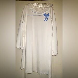 The Beaufort Bonnet Company White Dress with Blue Bow Accent